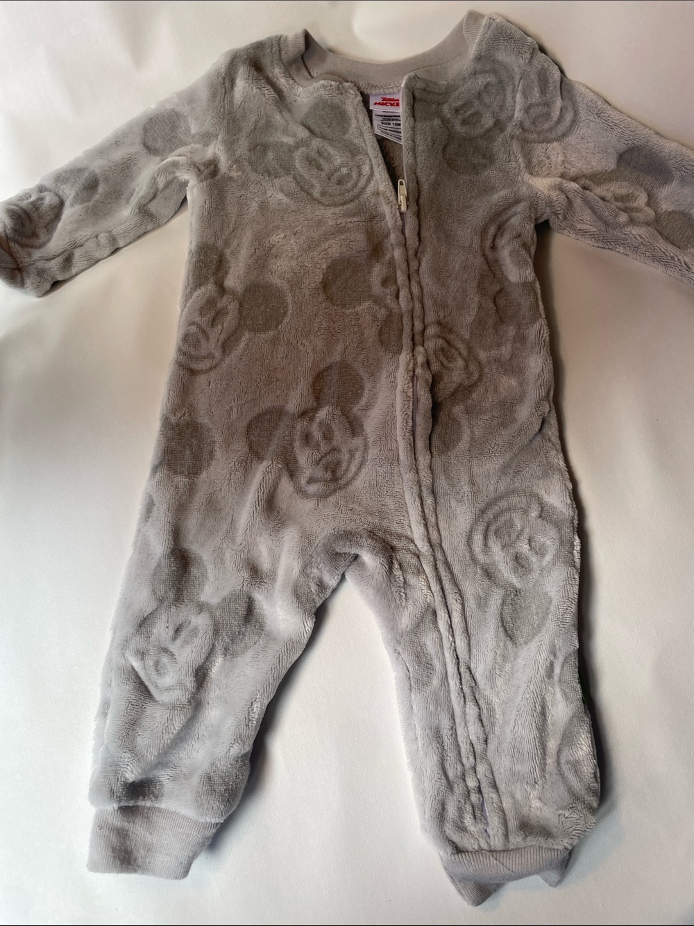 Disney Gray Plush Mickey Footed One-Piece